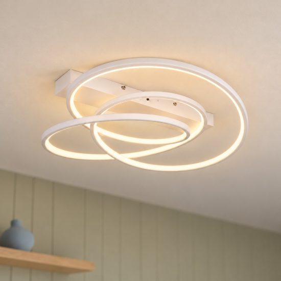 Plafoniera led 34w cct 2300k 3000k 4000k per soggiorno moderna a filo curvo bianca
