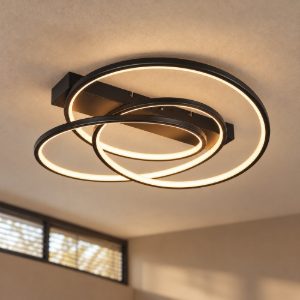 Plafoniera led 34w cct 2300k 3000k 4000k per soggiorno moderna a filo curvo nera