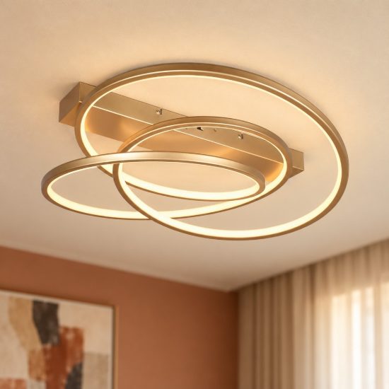 Plafoniera led 34w cct 2300k 3000k 4000k per soggiorno moderna a filo curvo oro