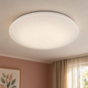 Plafoniera led 40w cct 3000k 5500k con telecomando rotonda bianca effetto cielo stellato