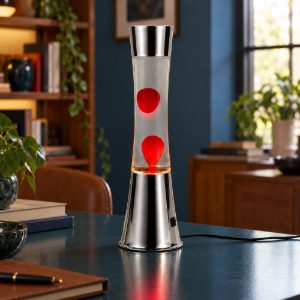 Lampada da tavolo led 2w 3000k effetto lava per cameretta con magma rosso