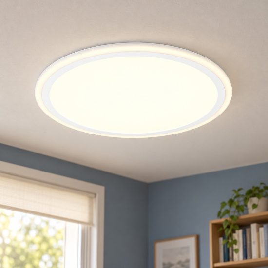 Plafoniera led 16w 3000k per soggiorno moderna rotonda bianca con anelli luminosi