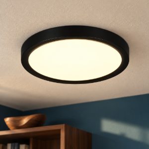 Plafoniera led 18w cct 2300k 3000k 4000k moderna rotonda nera con fissaggio rapido