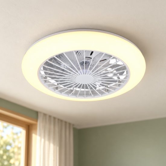 Ventilatore da soffitto led 30w cct 3000k 6500k con telecomando bianco effetto cielo stellato