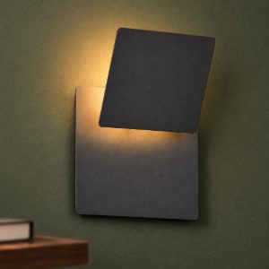Applique per soggiorno led 6w 3000k moderna quadrata nera a luce indiretta orientabile