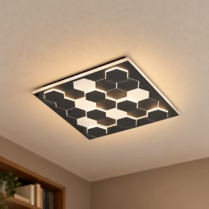 Plafoniera led 40w 2000k 4000k dim to warm per soggiorno quadrata alveolare nera