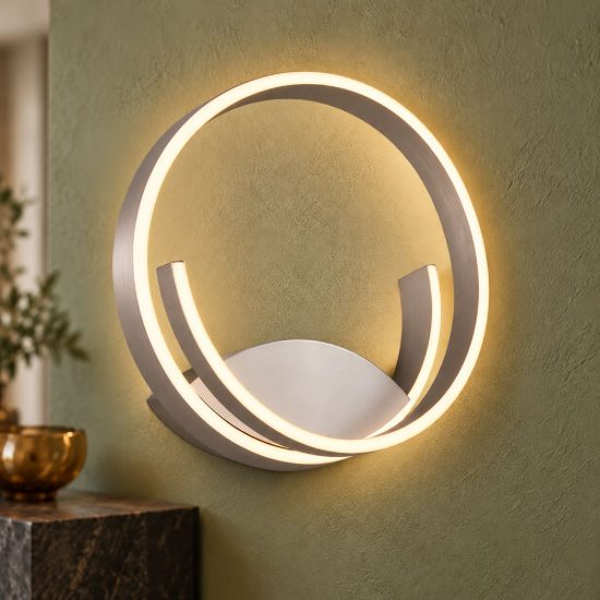 Applique per salotto led 15w 2000k 4000k dimmerabile dim to warm moderna nichel opaco