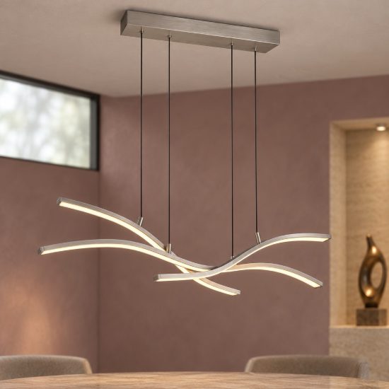 Lampadario per salotto led 46w cct 2700k 6500k con telecomando motorizzato nichel opaco con diffusori apribili