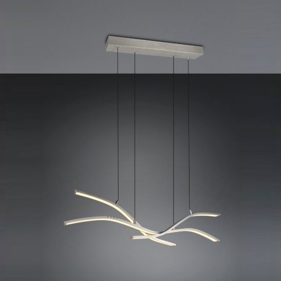 Lampadario per salotto led 46w cct 2700k 6500k con telecomando motorizzato nichel opaco con diffusori apribili