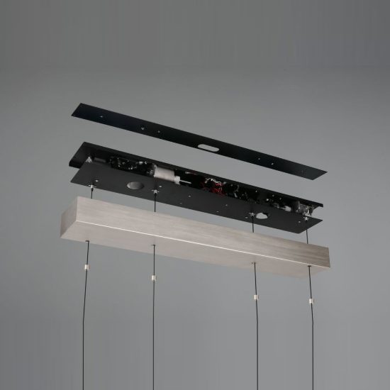 Lampadario per salotto led 46w cct 2700k 6500k con telecomando motorizzato nichel opaco con diffusori apribili
