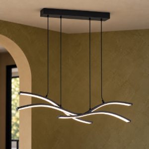 Lampadario per sala da pranzo led 46w cct 2700k 6500k con telecomando motorizzato nero con diffusori apribili