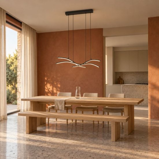 Lampadario per sala da pranzo led 46w cct 2700k 6500k con telecomando motorizzato nero con diffusori apribili