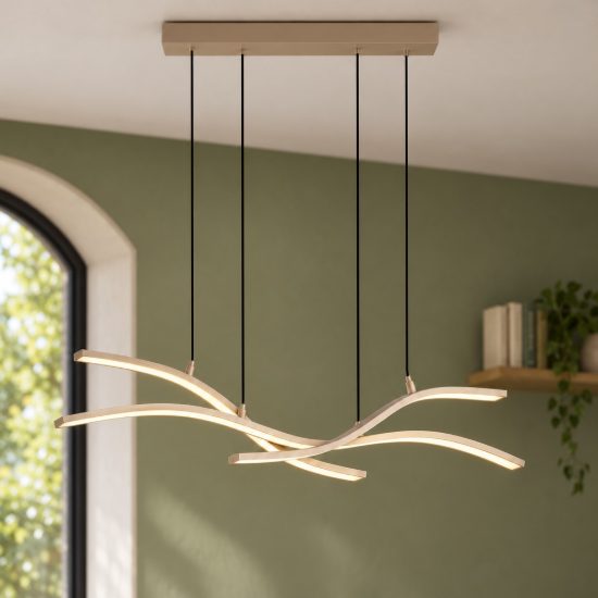 Lampadario per soggiorno led 46w cct 2700k 6500k con telecomando motorizzato tortora con diffusori apribili