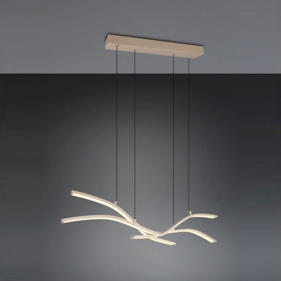 Lampadario per soggiorno led 46w cct 2700k 6500k con telecomando motorizzato tortora con diffusori apribili