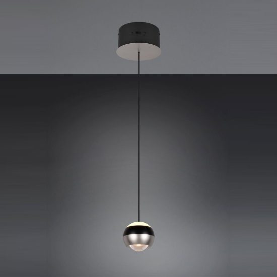 Lampada a sospensione led 8w cct 2300k 3000k 4000k per sala da pranzo bi-emissione nichel opaco nera
