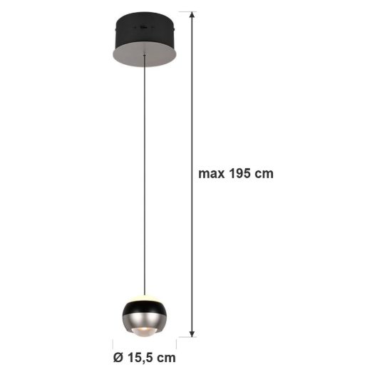 Lampada a sospensione led 8w cct 2300k 3000k 4000k per sala da pranzo bi-emissione nichel opaco nera