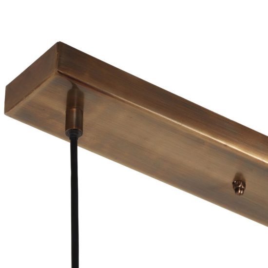 Lampadario a sospensione 3 luci per salotto nero con diffusori in rete metallica ottone invecchiato