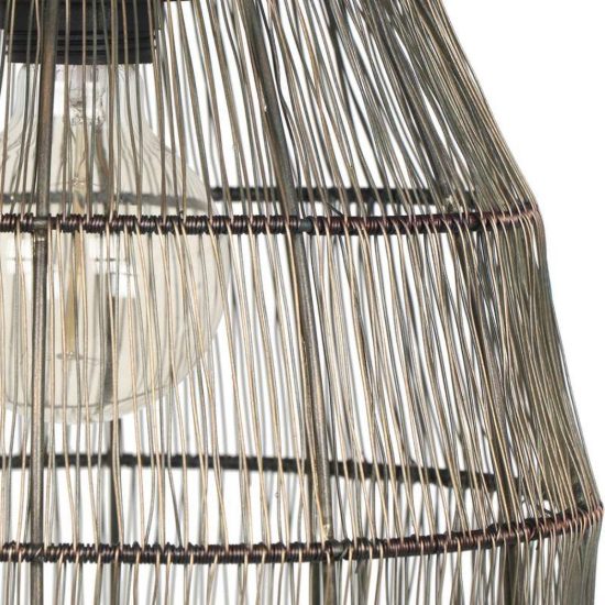 Lampadario a sospensione 3 luci per salotto nero con diffusori in rete metallica ottone invecchiato