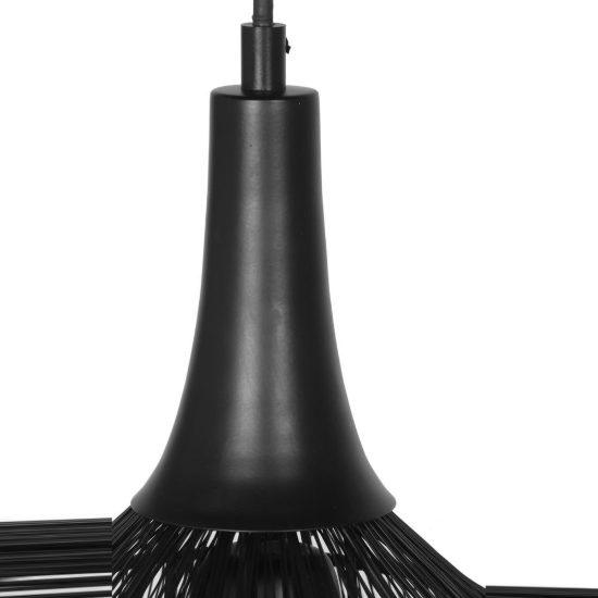 Lampadario a sospensione 3 luci per sala da pranzo nero con diffusori in rete metallica nera