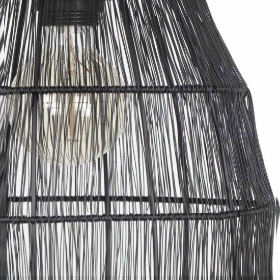Lampadario a sospensione per sala da pranzo nero con diffusore alto in rete metallica nera