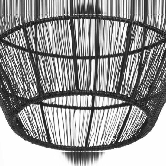 Lampadario a sospensione per sala da pranzo nero con diffusore alto in rete metallica nera