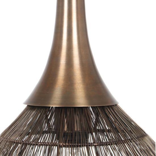 Lampadario a sospensione per salotto nero con diffusore in rete metallica ottone invecchiato