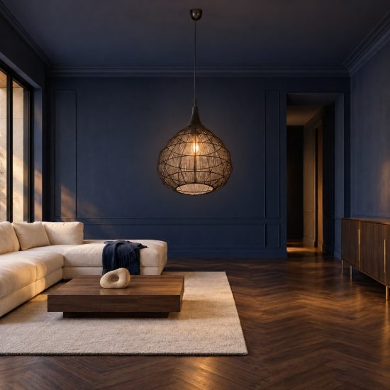 Lampadario a sospensione per sala da pranzo nero con diffusore in rete metallica nera