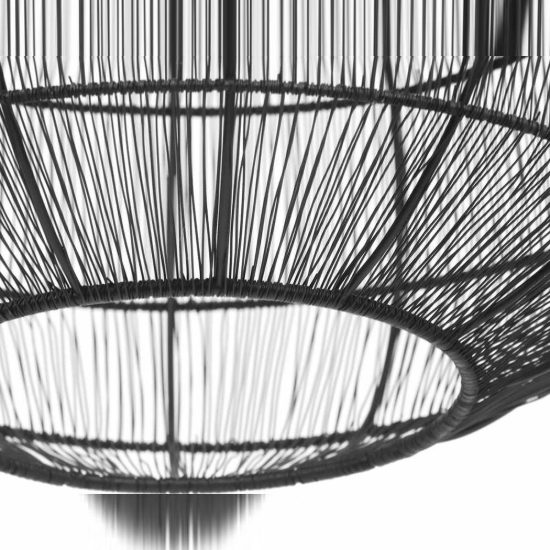Lampadario a sospensione per sala da pranzo nero con diffusore in rete metallica nera