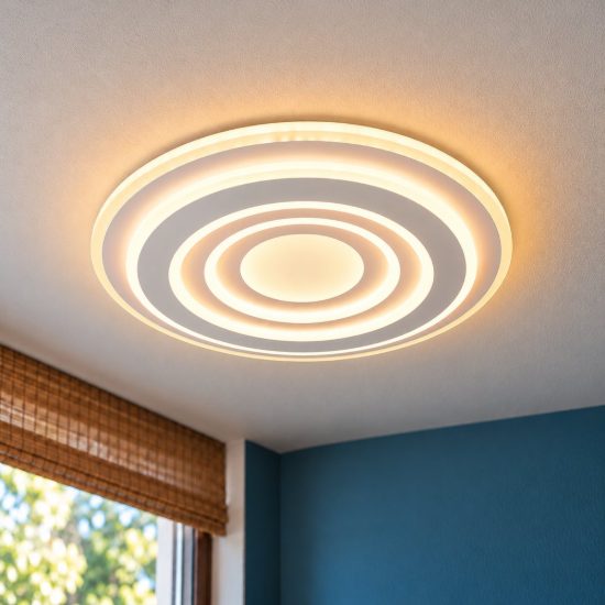 Plafoniera led 50w cct 2700k 6500k con telecomando per soggiorno moderna ad anelli 3d bianca