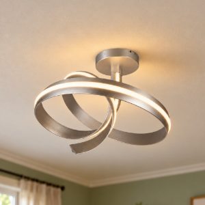 Plafoniera led 46w 2000k 4000k dimmerabile dim to warm per soggiorno a spirale alta nichel opaco