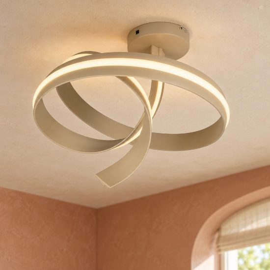 Plafoniera led 46w 2000k 4000k dimmerabile dim to warm per soggiorno a spirale beige