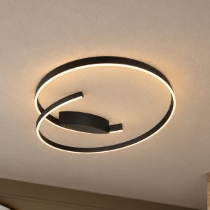 Plafoniera led 48w 2000k 4000k dimmerabile dim to warm per soggiorno moderna nera