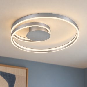 Plafoniera led 46w 2000k 4000k dimmerabile dim to warm per soggiorno a spirale piatta nichel opaco