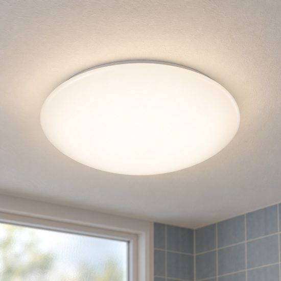 Plafoniera led 15w 3000k ip44 per bagno moderna rotonda bianca con diffusore satinato
