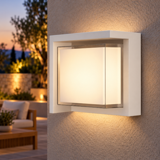 Applique da esterno led 15w cct 2700k 4000k ip65 moderna bianca