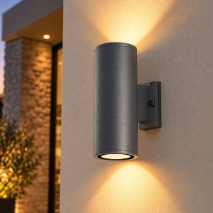 Applique da parete per esterno ip65 grigio scuro doppia emissione