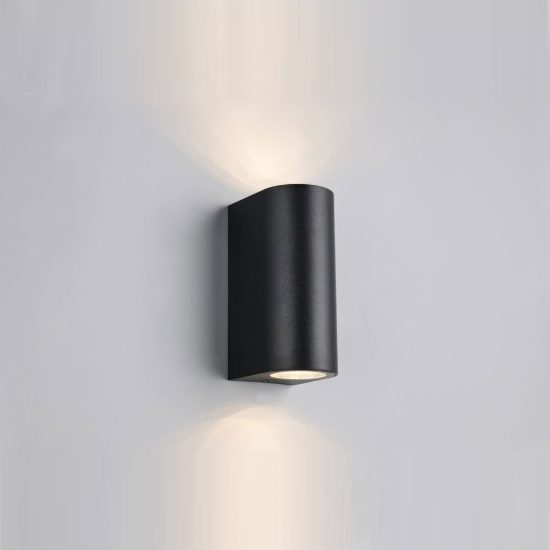 Applique da esterno bi-emissione ip44 moderna cilindrica nera