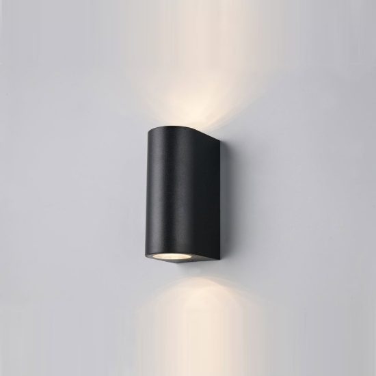 Applique da esterno bi-emissione ip44 moderna cilindrica nera