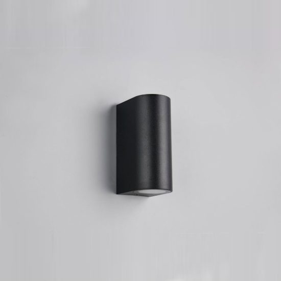 Applique da esterno bi-emissione ip44 moderna cilindrica nera