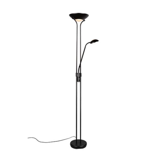 Piantana led 24w 3000k per soggiorno moderna nera con lampada da lettura