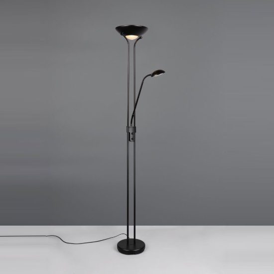 Piantana led 24w 3000k per soggiorno moderna nera con lampada da lettura