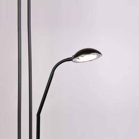 Piantana led 24w 3000k per soggiorno moderna nera con lampada da lettura
