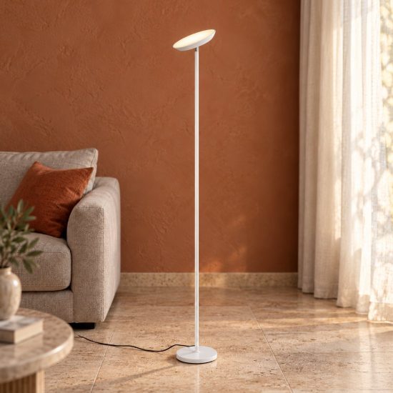 Piantana led 17w cct 2700k 4000k 6500k touch per soggiorno moderna bianca con testa inclinabile