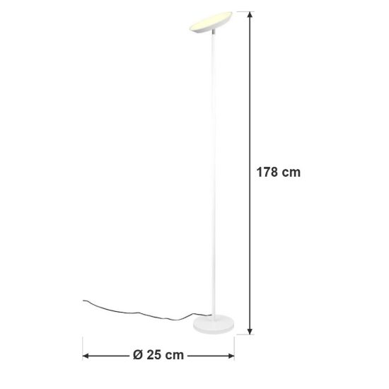 Piantana led 17w cct 2700k 4000k 6500k touch per soggiorno moderna bianca con testa inclinabile