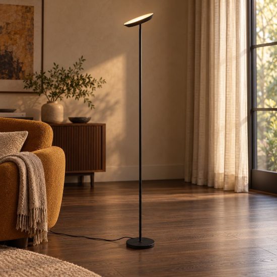 Piantana led 17w cct 2700k 4000k 6500k touch per soggiorno moderna nera con testa inclinabile