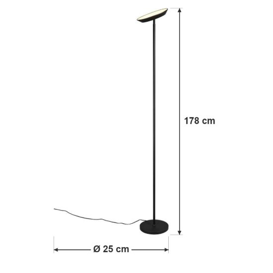Piantana led 17w cct 2700k 4000k 6500k touch per soggiorno moderna nera con testa inclinabile