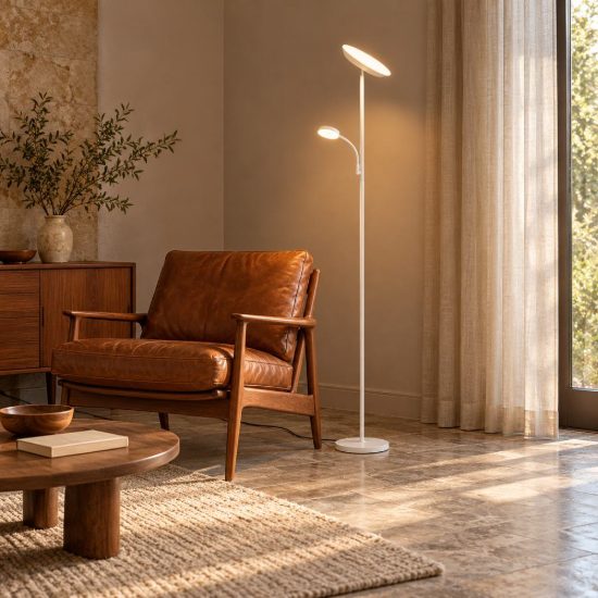 Piantana led 21,5w cct 2700k 4000k 6500k touch per soggiorno moderna bianca con lampada da lettura