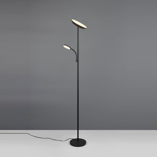 Piantana led 21,5w cct 2700k 4000k 6500k touch per soggiorno moderna nera con lampada da lettura