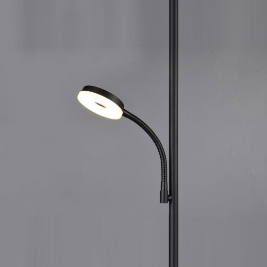Piantana led 21,5w cct 2700k 4000k 6500k touch per soggiorno moderna nera con lampada da lettura