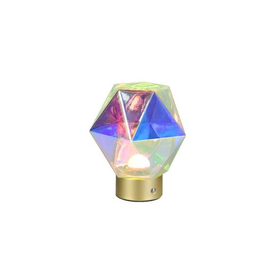 Abat-jour ricaricabile led 1,5w 3000k touch per comodino a diamante in vetro multicolore oro